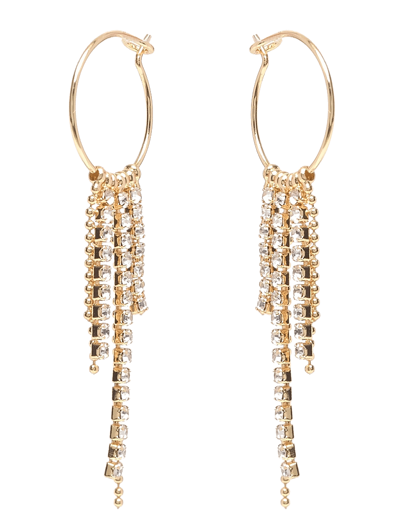 Pilgrim - MAJA crystal waterfall hoop earrings gold-plated - silmatorkavad kõrvarõngad - gold plated - 0