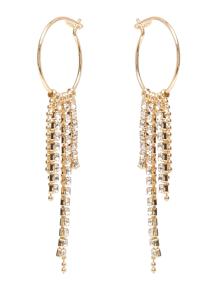 Pilgrim - MAJA crystal waterfall hoop earrings gold-plated - statement-ohrringe - gold plated - 0