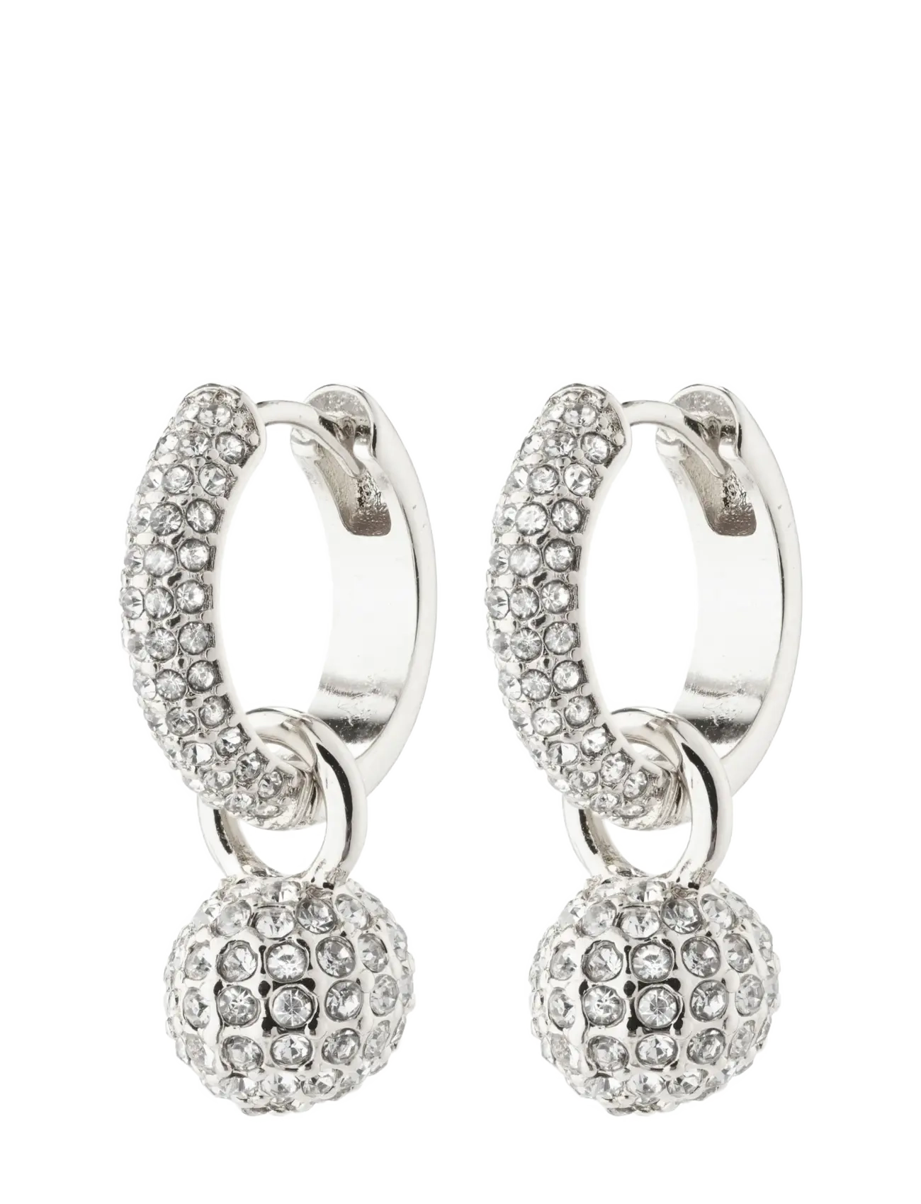 Pilgrim EDTLI crystal hoop earrings silver-plated - Accessoires - SILVER PLATED / silver