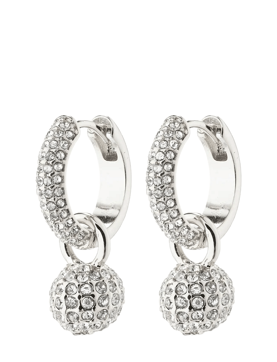 Pilgrim - EDTLI crystal hoop earrings silver-plated - silver plated - 0