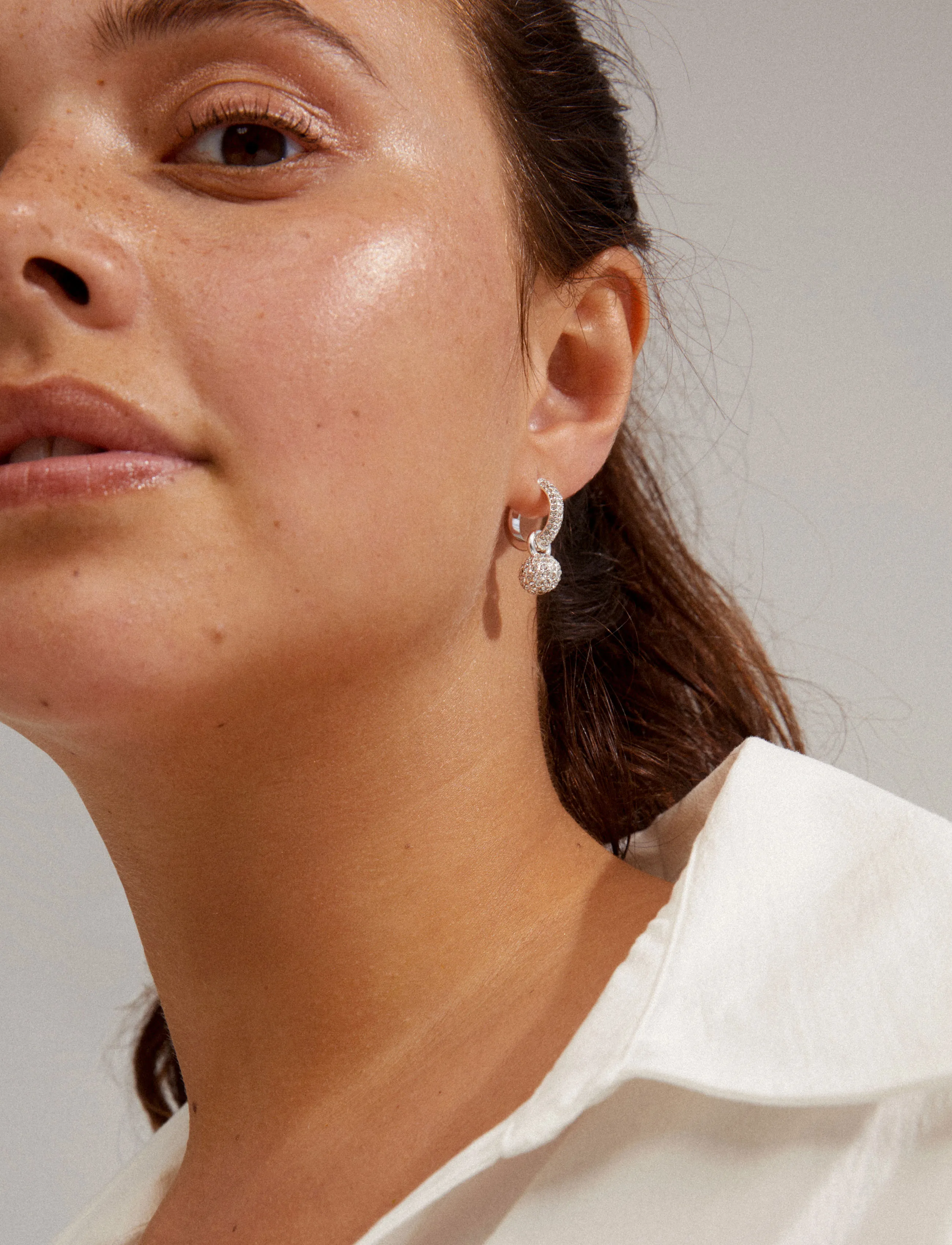 Pilgrim - EDTLI crystal hoop earrings silver-plated - silver plated - 1
