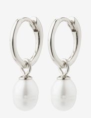 BERTHE recycled pearl hoop earrings - SILVER PLATED