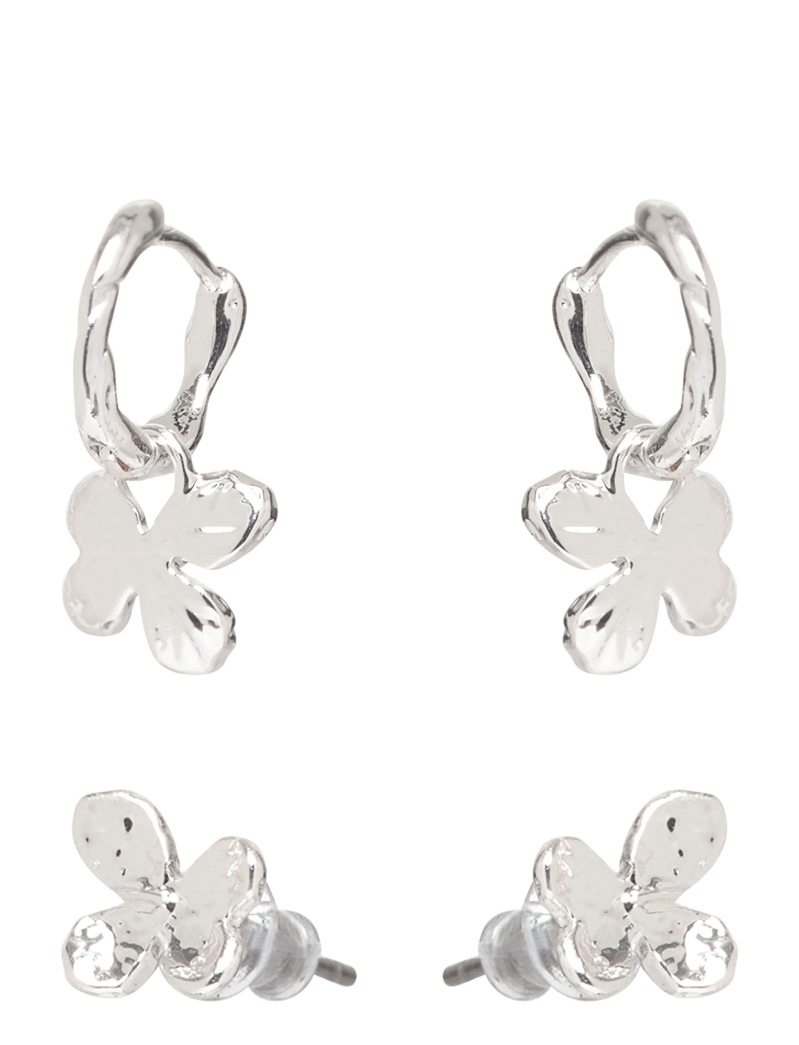 Pilgrim AJANI earrings 2-in-1 set, silver-plated - Naastkõrvarõngad - SILVER PLATED / silver