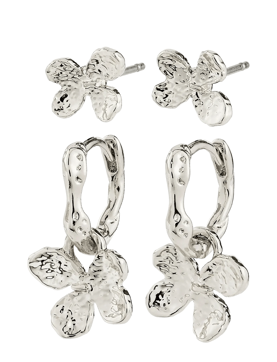 Pilgrim - AJANI earrings 2-in-1 set, silver-plated - studs örhängen - silver plated - 1