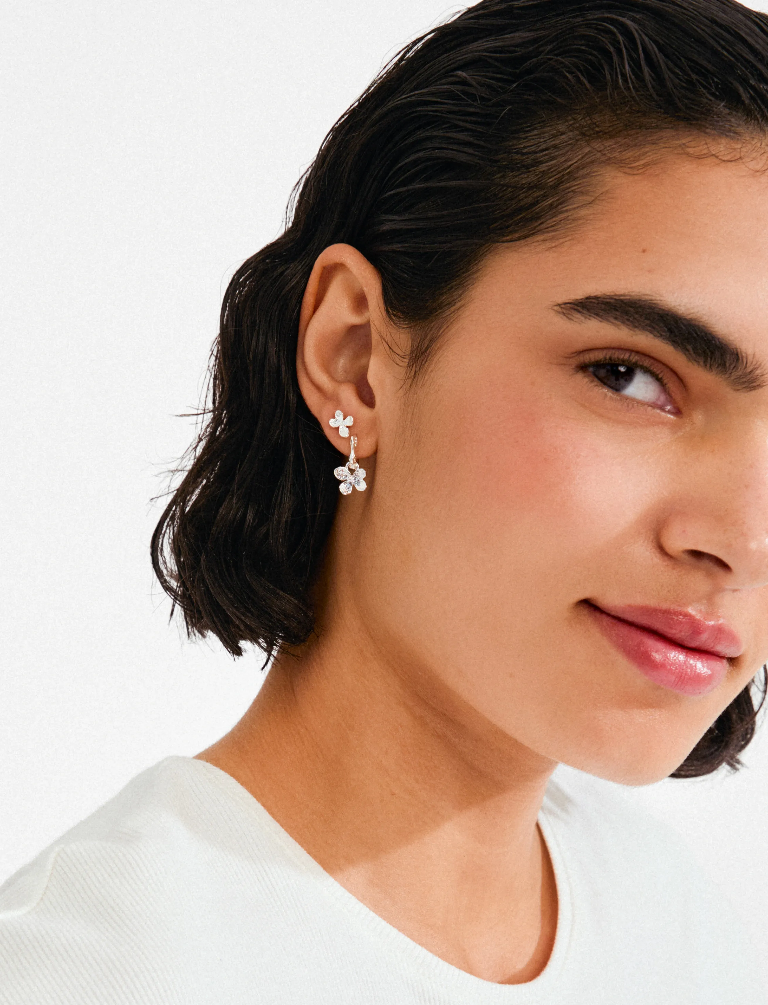 Pilgrim Ajani Earrings 2-In-1 Set, Silver-Plated, One Size, Earrings, Silber - Studs, Frauen