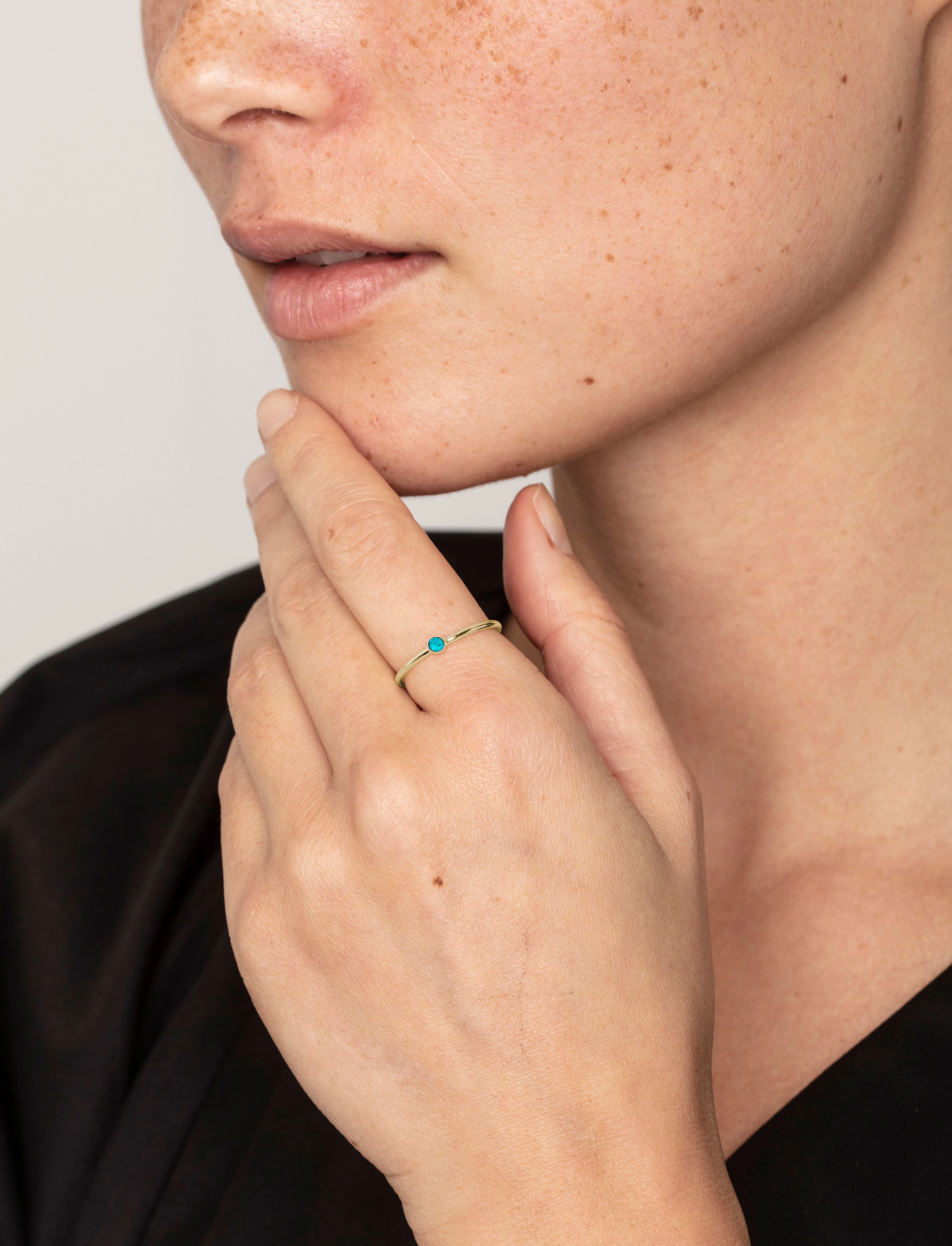 Pilgrim - LULU turquoise crystal stack ring gold-plated - gold plated - 1