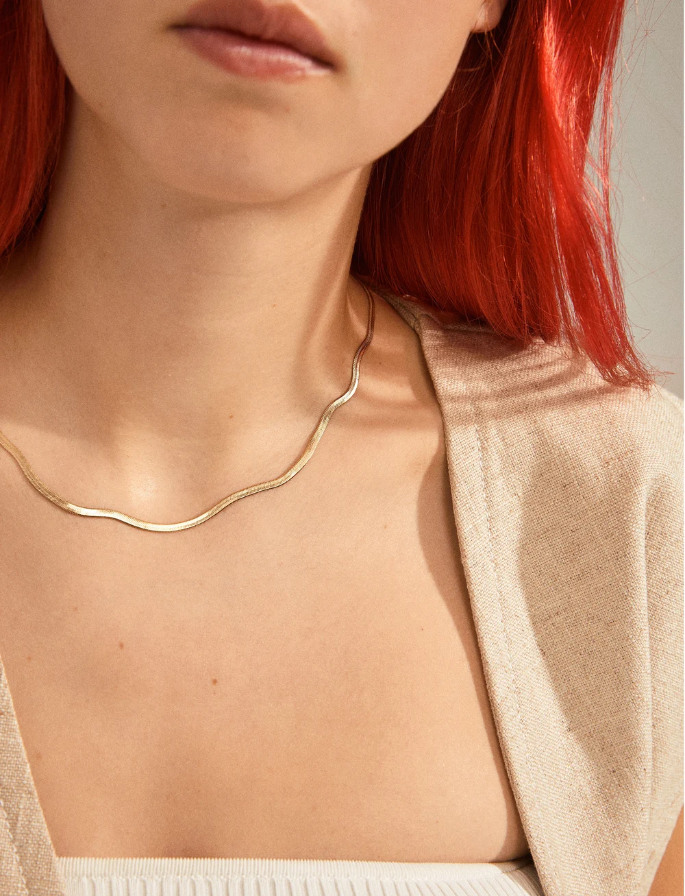 Pilgrim - JOANNA recycled flat snake chain necklace - konfirmationstøj - gold plated - 0
