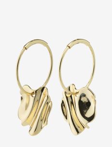 EM wavy hoop earrings gold-plated, Pilgrim