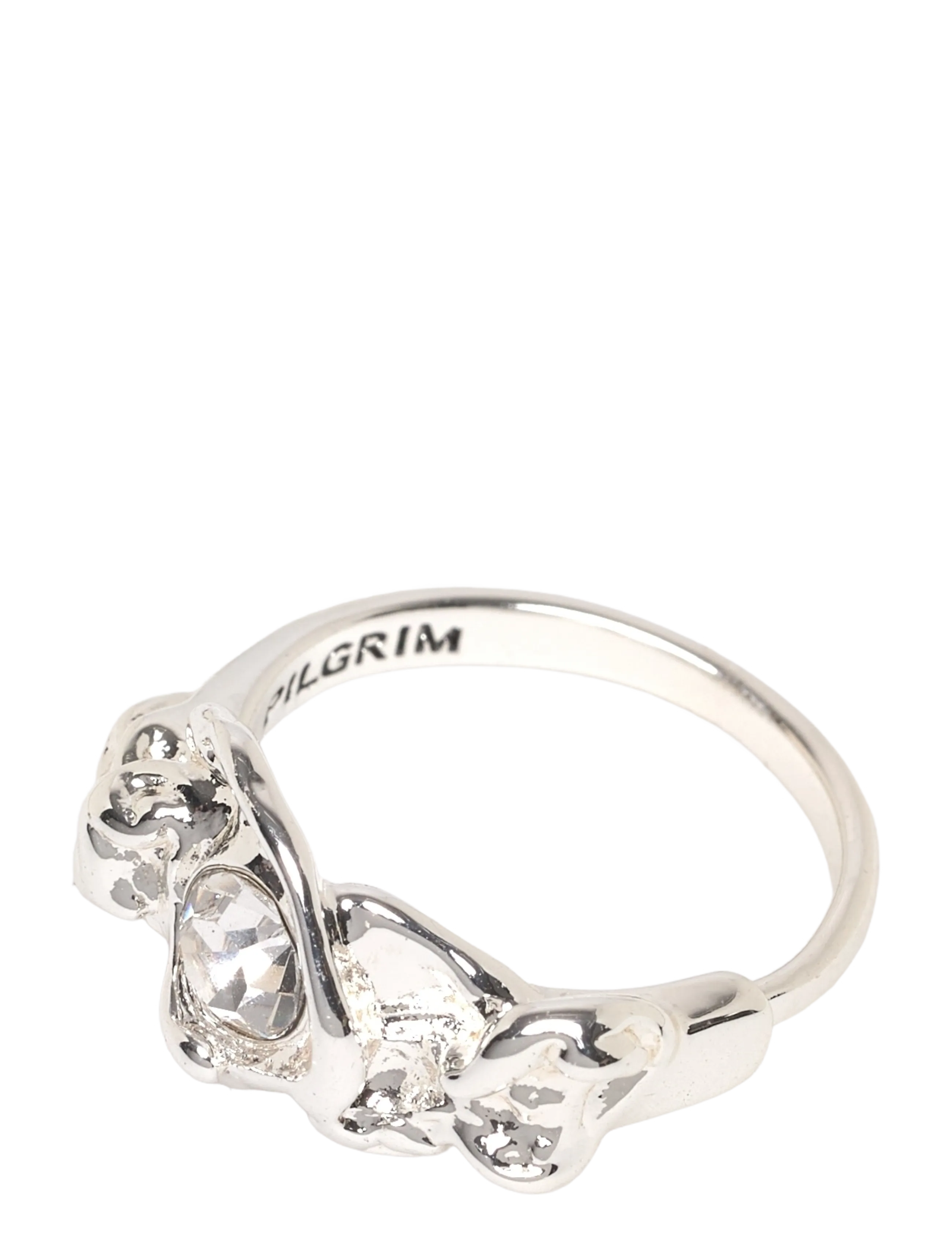 TINA organic shape crystal ring silver-plated - SILVER PLATED