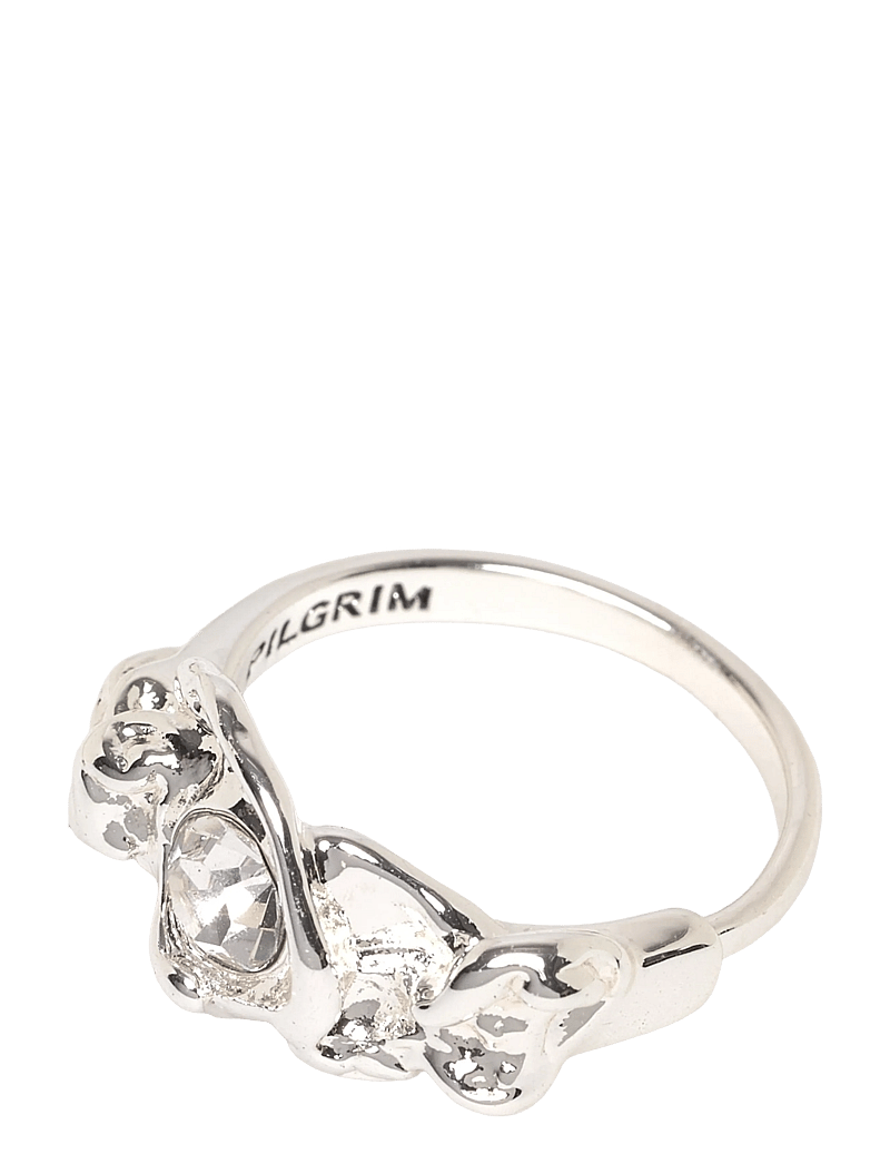 Pilgrim - TINA organic shape crystal ring silver-plated - konfirmationstøj - silver plated - 0