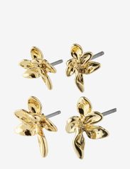 Pilgrim - RIKO recycled earrings, 2-in-1 set - små øredobber - gold plated - 0