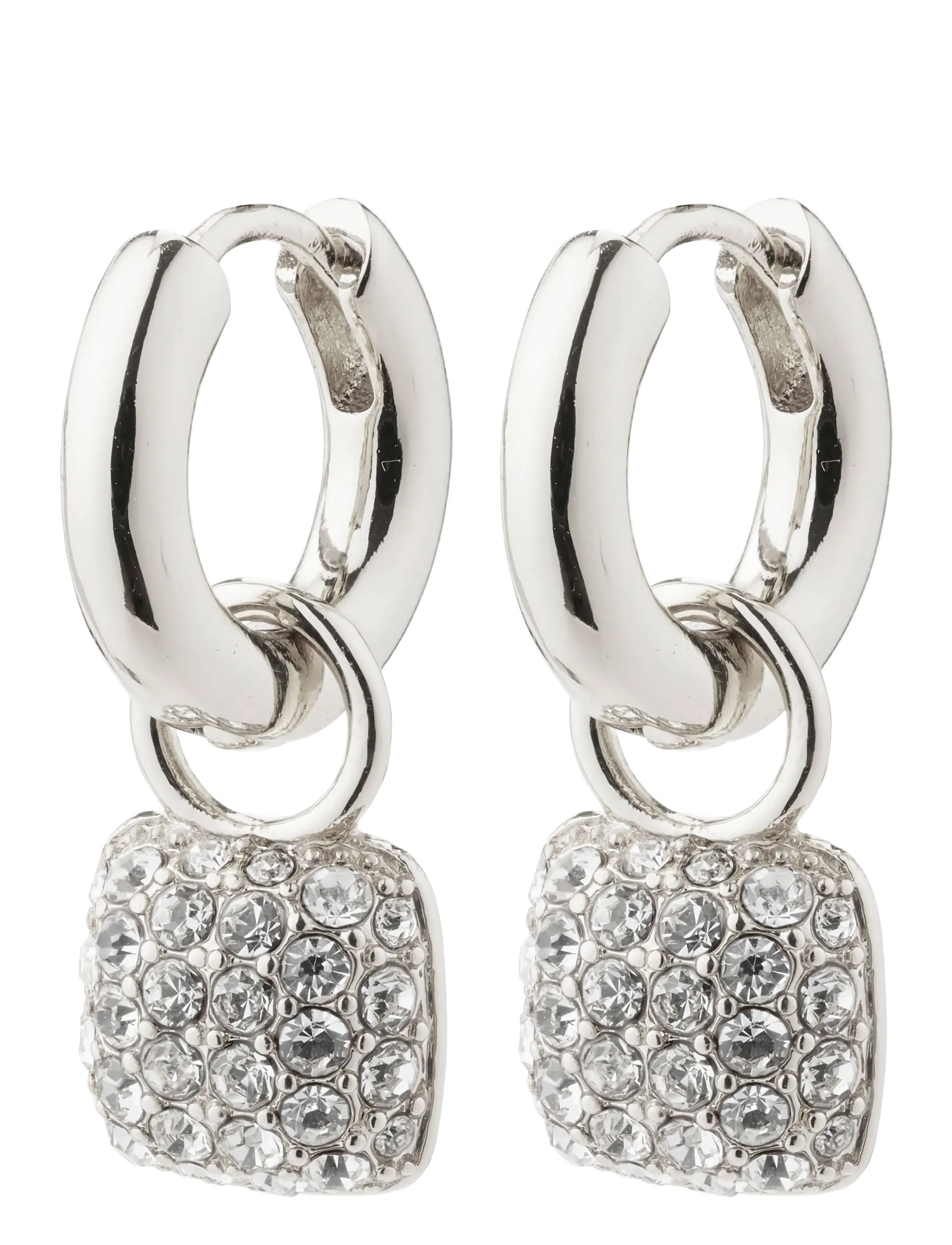 Pilgrim CINDY crystal hoop earrings silver-plated - Accessoires - SILVER PLATED / silver