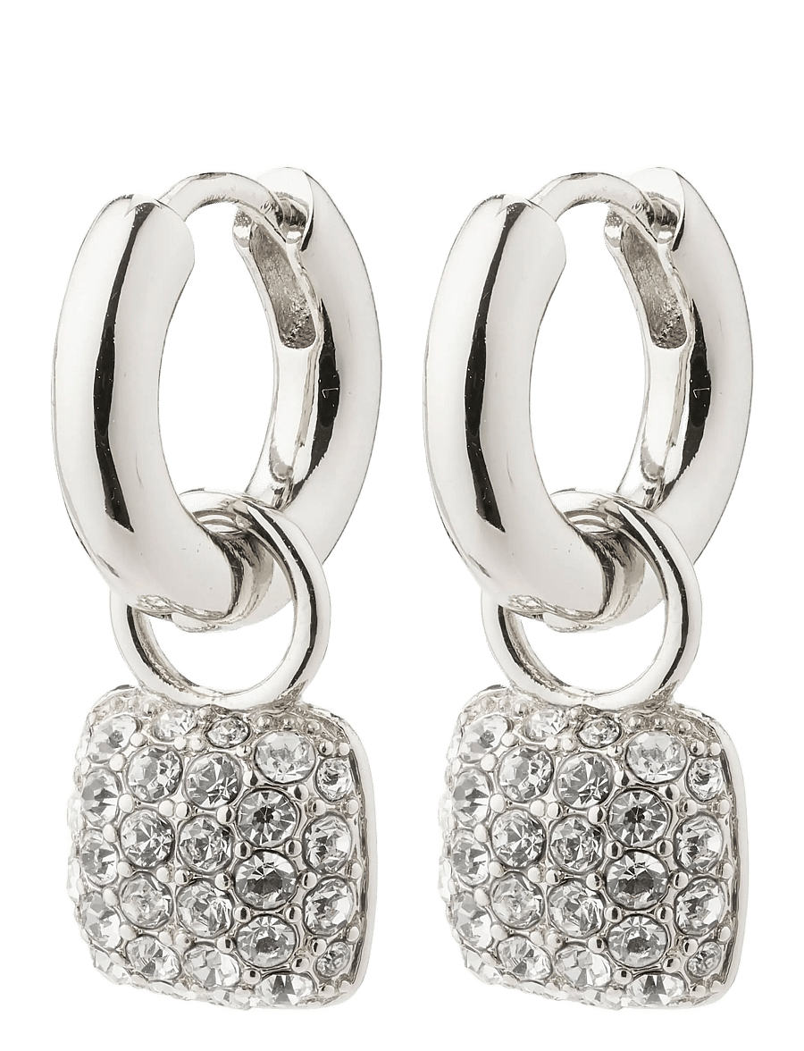 Pilgrim - CINDY crystal hoop earrings silver-plated - silver plated - 1