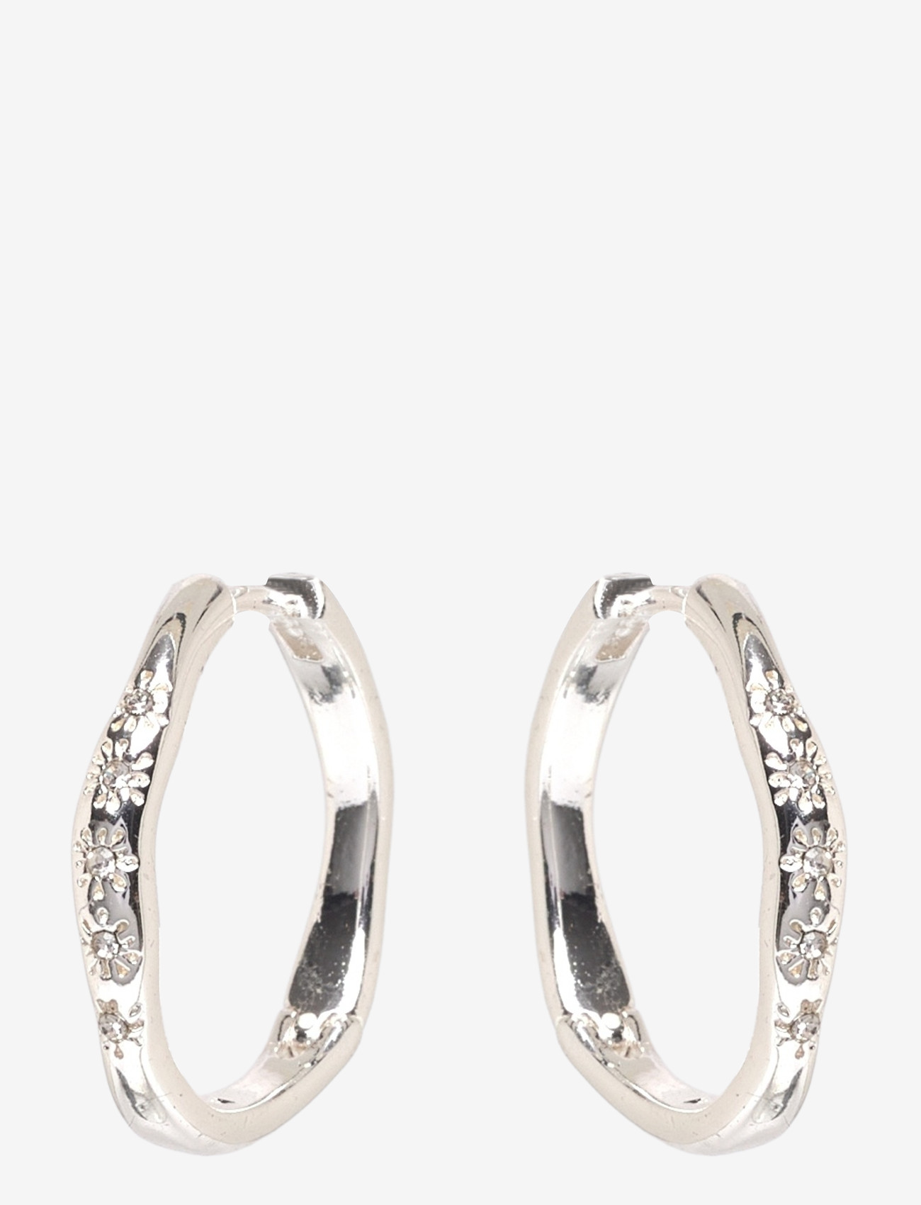 Pilgrim - EDURNE crystal hoop earrings silver-plated - silver plated - 0