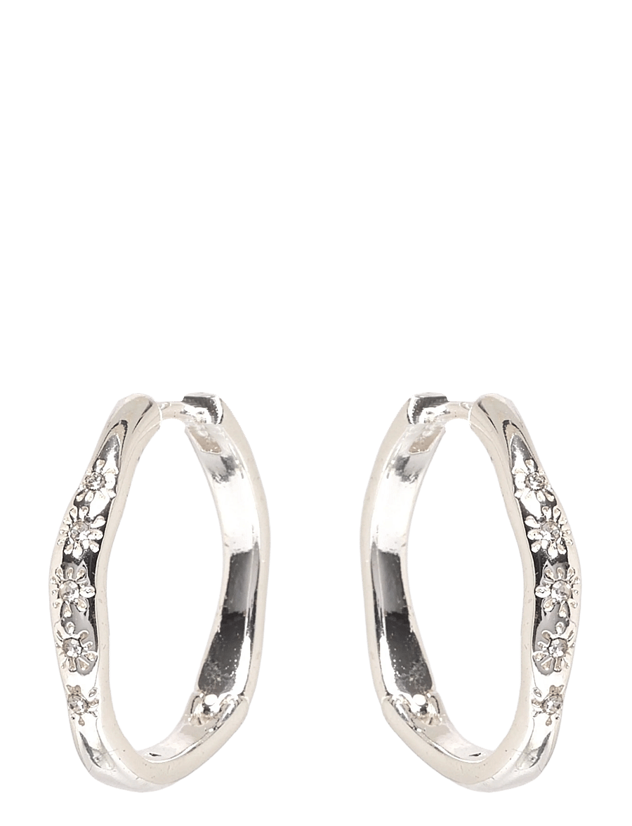 Pilgrim - EDURNE crystal hoop earrings silver-plated - silver plated - 0