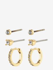 Pilgrim - SIA recycled crystal earrings 3-in-1 set gold-plated - små øredobber - gold plated - 0