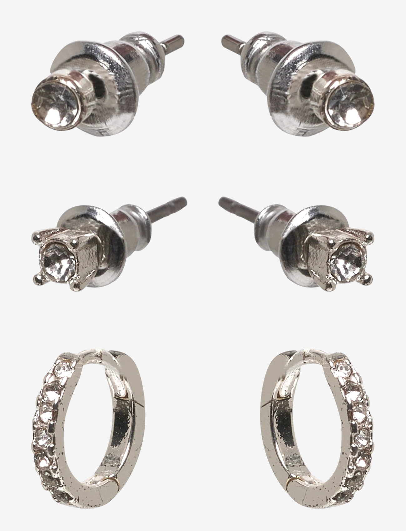 Pilgrim - SIA crystal earrings 3-in-1 set silver-plated - ohrstecker - silver plated - 0