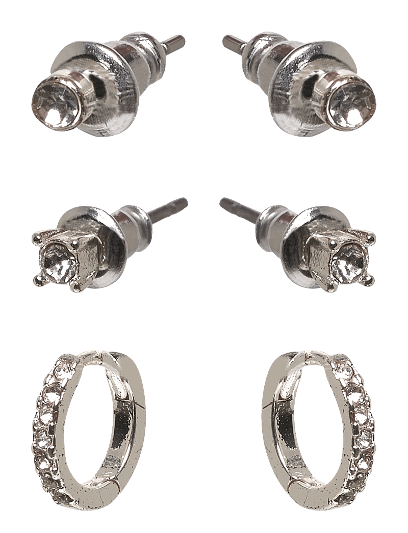 Pilgrim - SIA crystal earrings 3-in-1 set silver-plated - ohrstecker - silver plated - 0