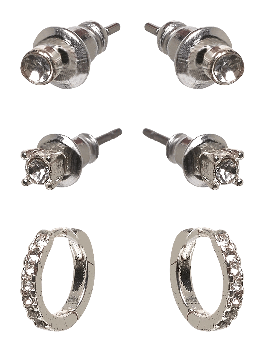 Pilgrim - SIA crystal earrings 3-in-1 set silver-plated - ohrstecker - silver plated - 0