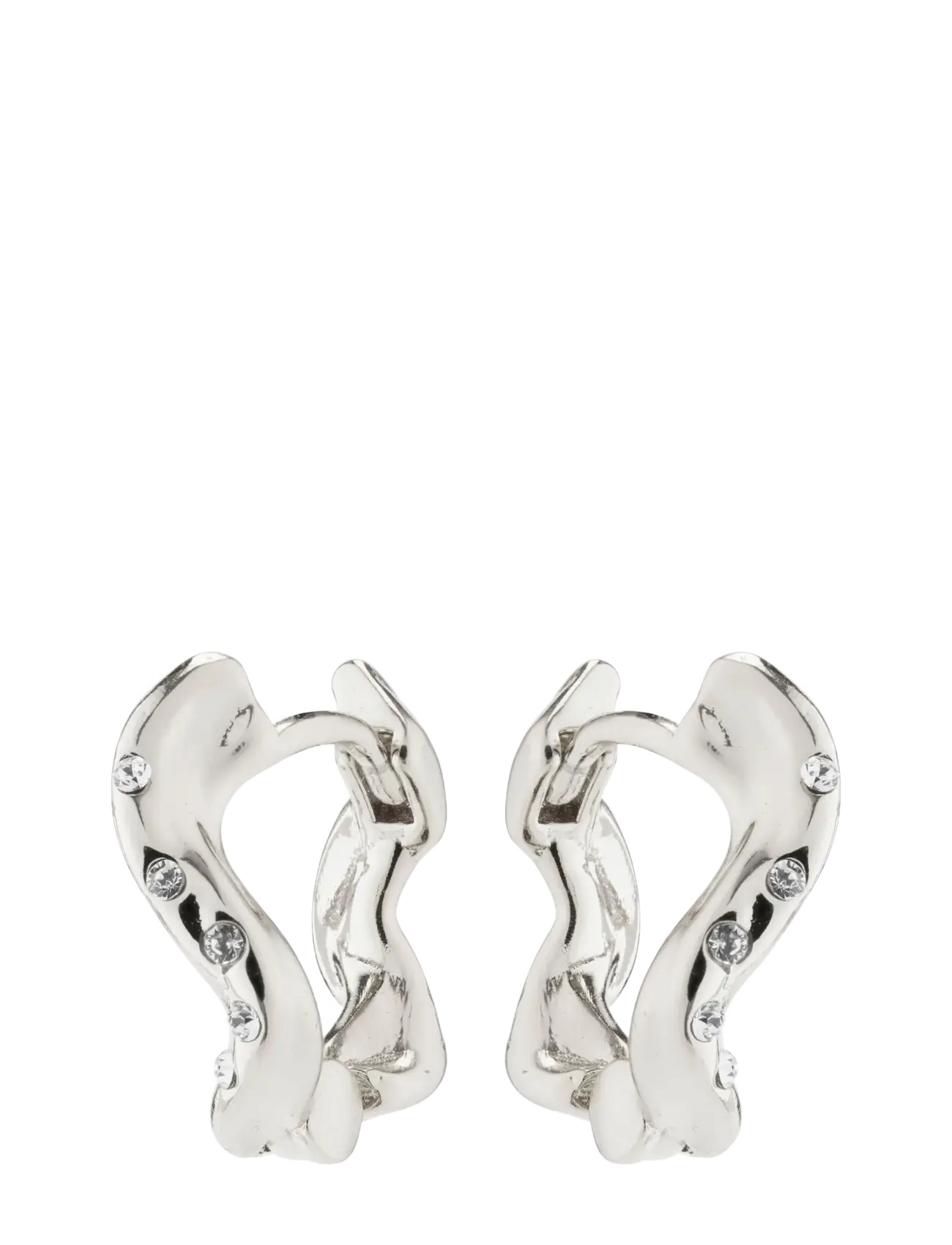 Pilgrim EVRA organic shaped crystal hoops silver-plated - Kreolen - SILVER PLATED / silver