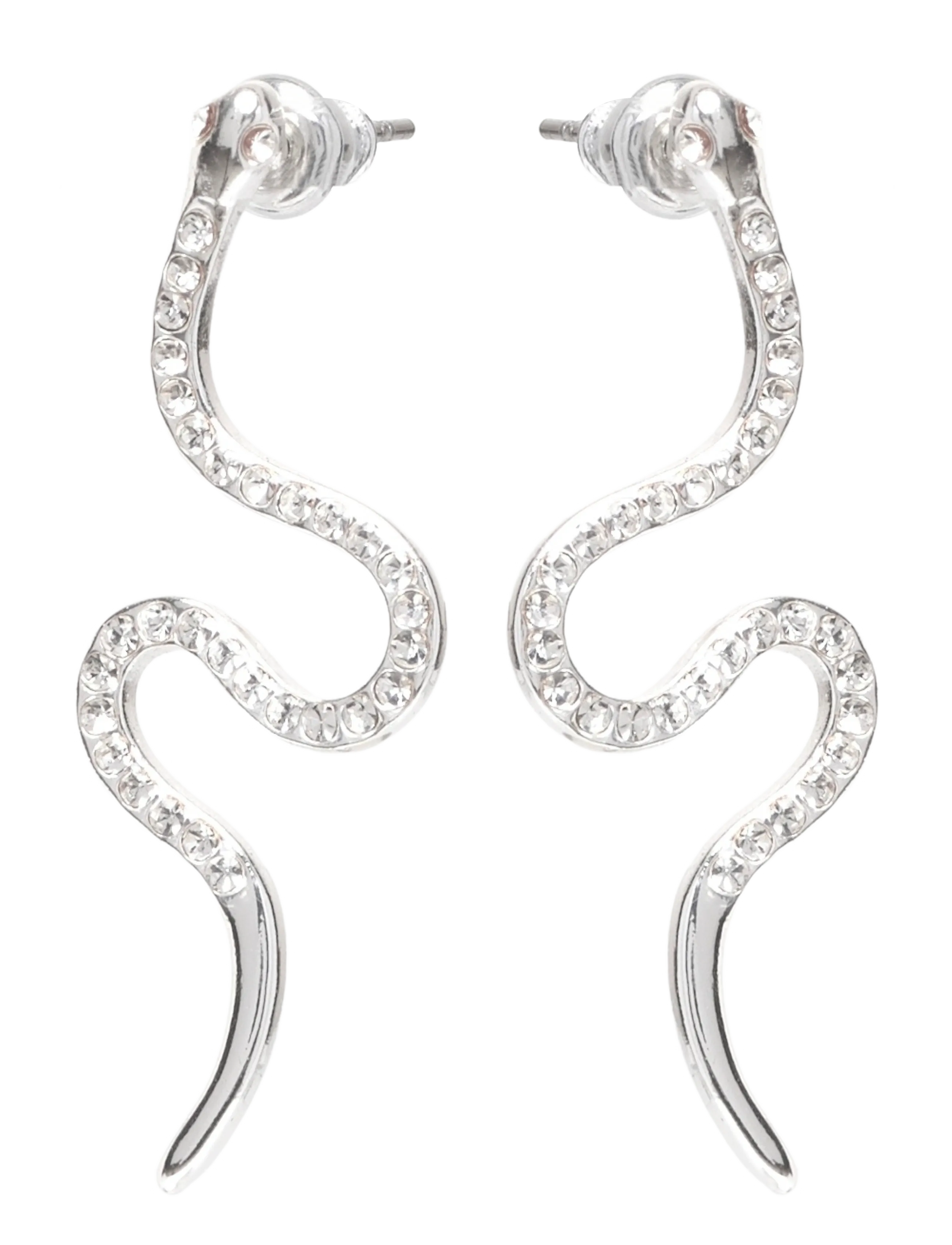 Pilgrim Dagny Crystal Earrings Silver-Plated, Kvinder, Krystal Slange Øreringe, Sølv, Str: ONE SIZE