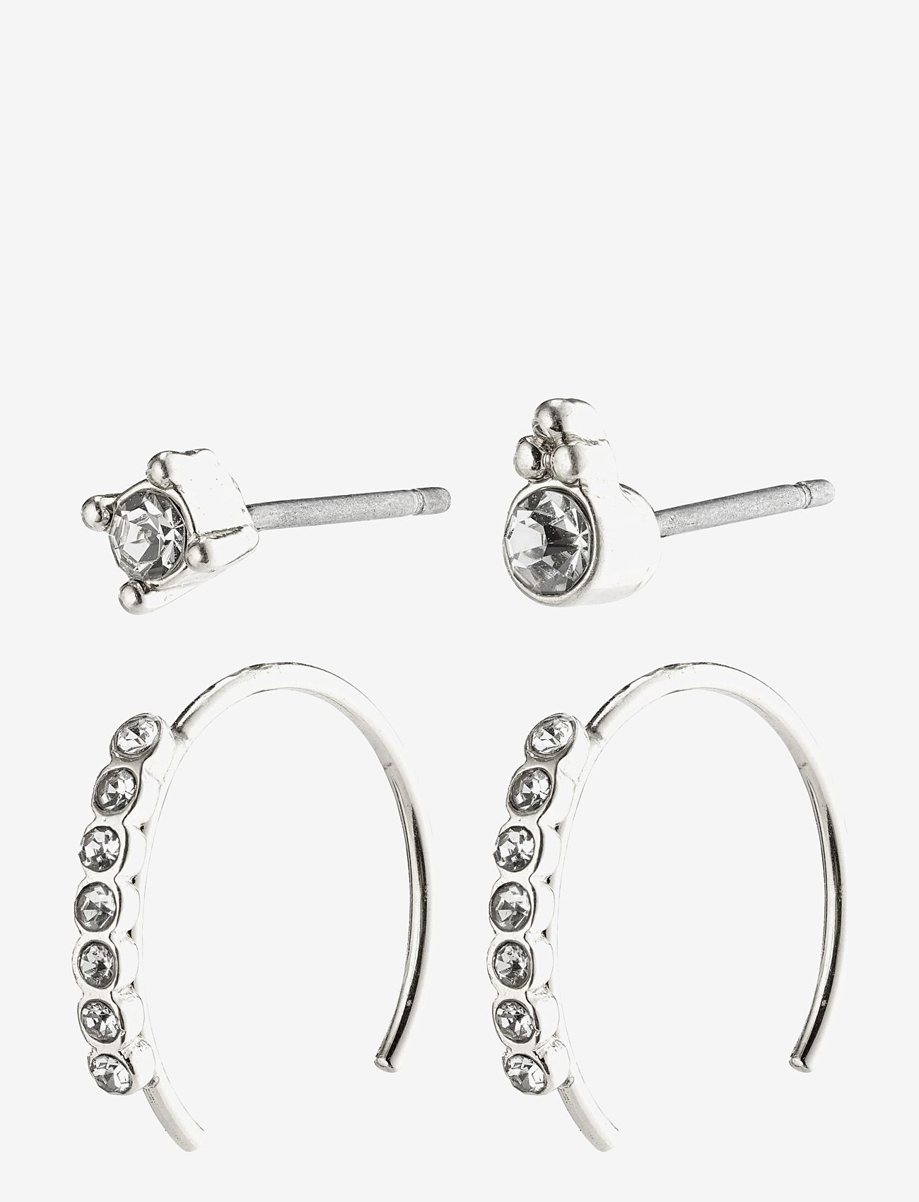 Pilgrim - KALI crystal earrings - riņķveida auskari - silver plated - 0