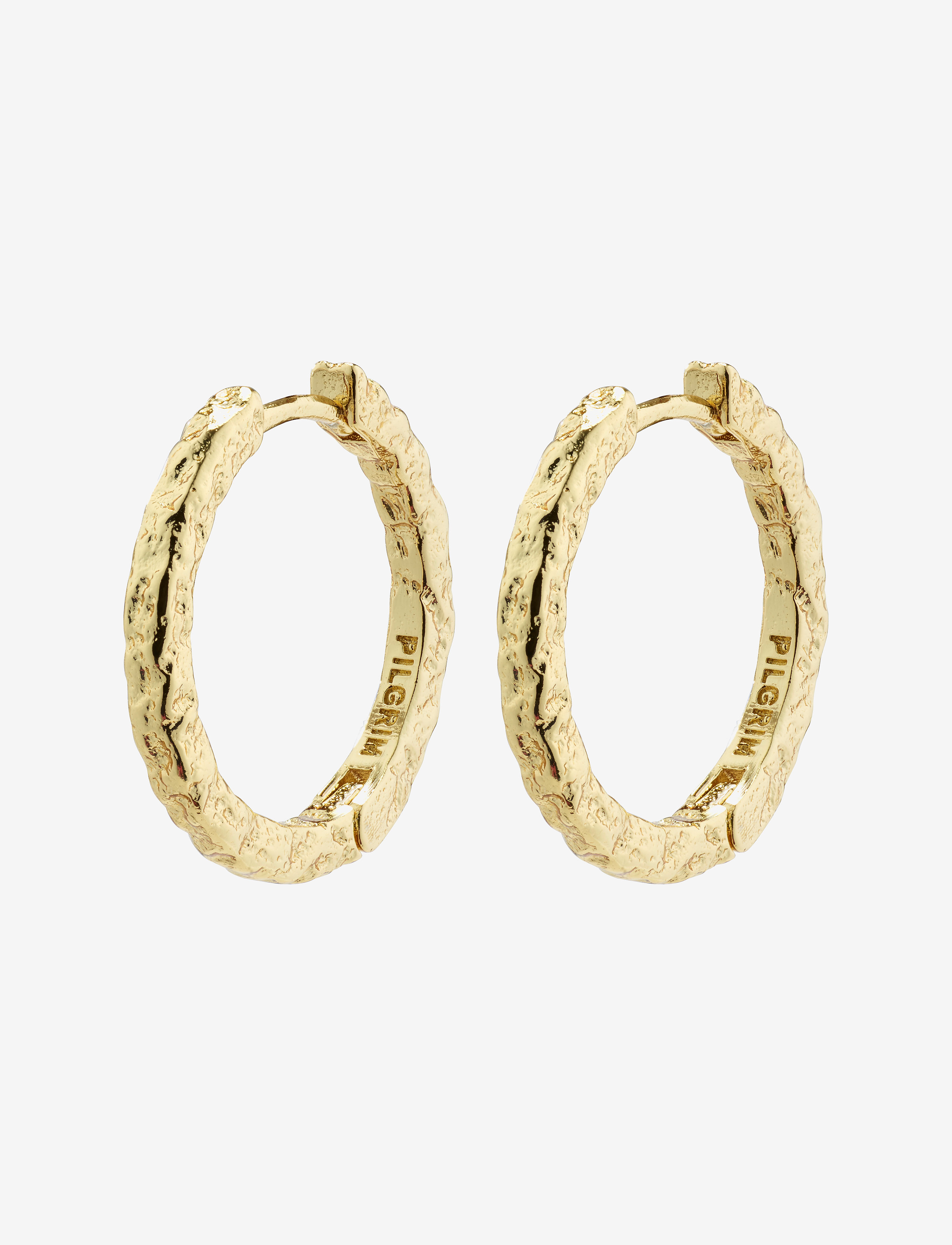 Pilgrim ELANOR rustic texture hoop earrings gold-plated - Accessoires - GOLD PLATED / gold