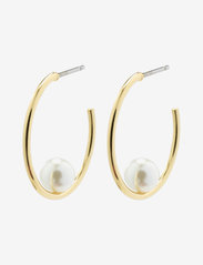 ELINE pearl hoop earrings gold-plated - GOLD PLATED