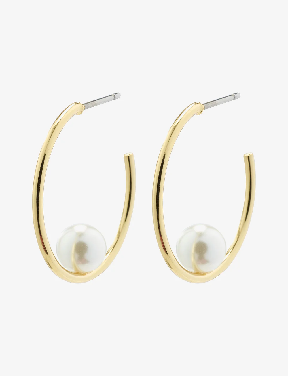 Pilgrim - ELINE recycled pearl hoop earrings - perleøreringe - gold plated - 1