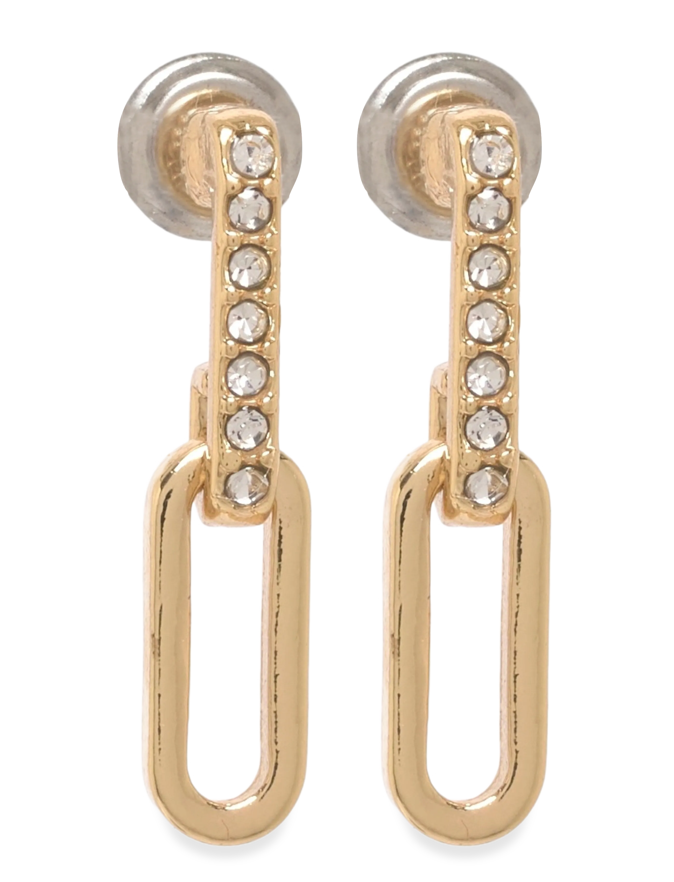 ELISE oval link crystal earrings gold-plated - GOLD PLATED