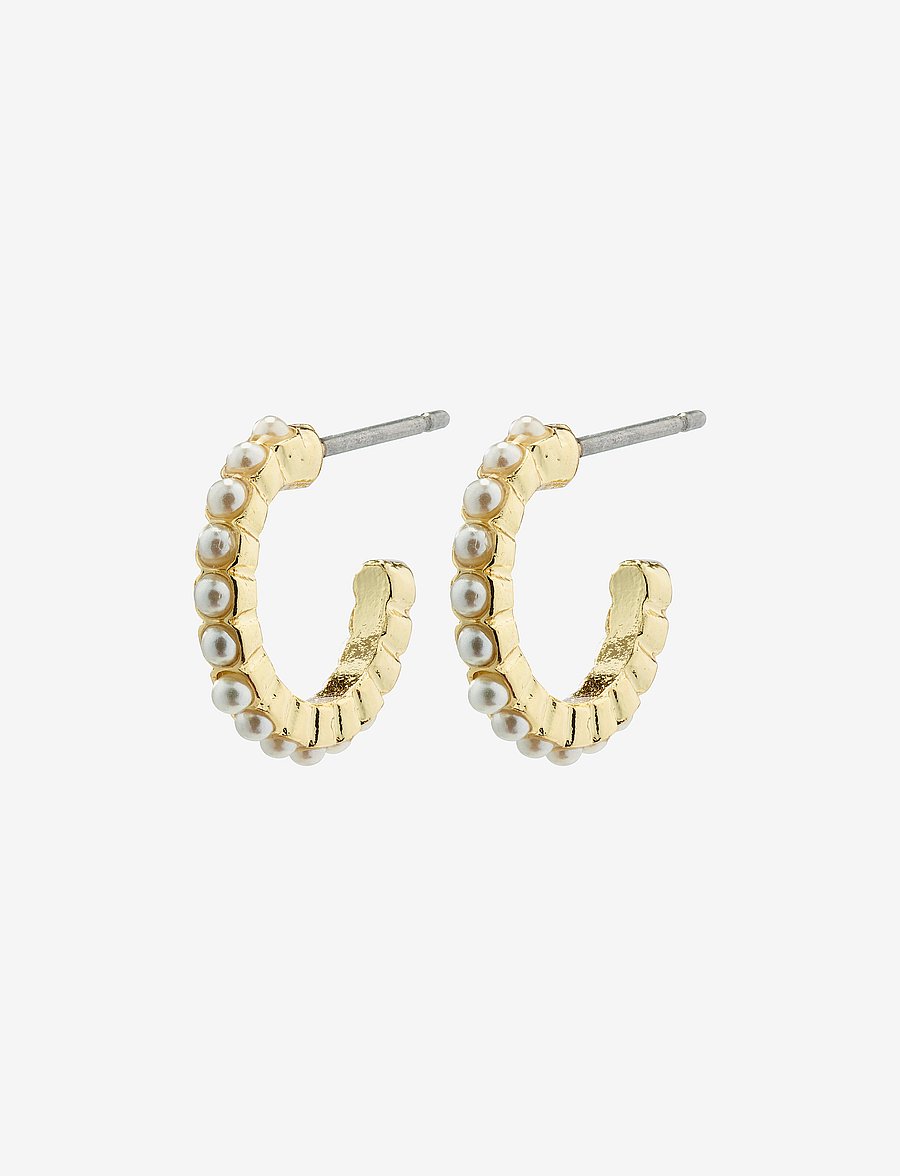 Pilgrim - EKTA pearl huggie hoop earrings gold-plated - gold plated - 1