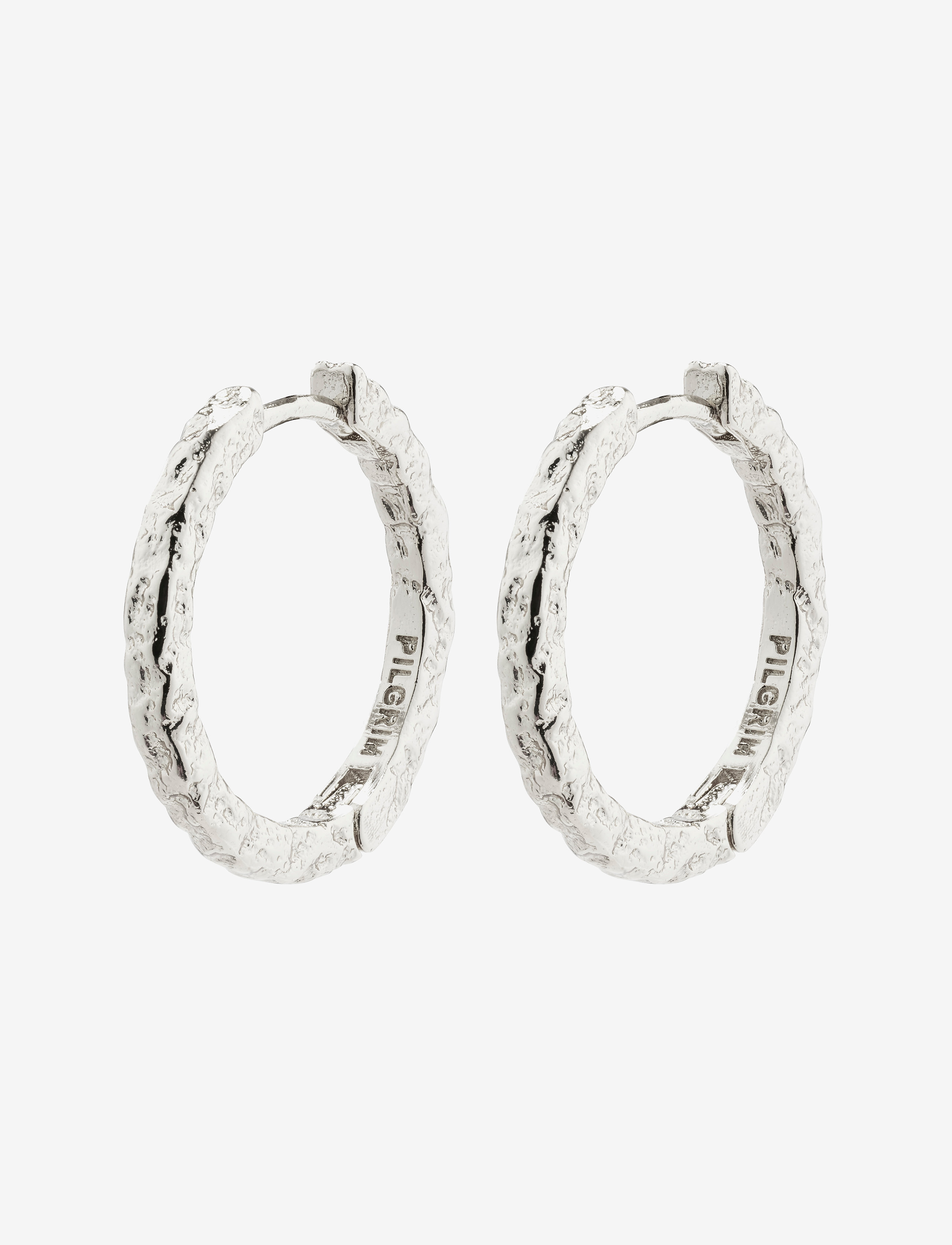 Pilgrim ELANOR rustic texture hoop earrings silver-plated - Gifts for her - SILVER PLATED / silver