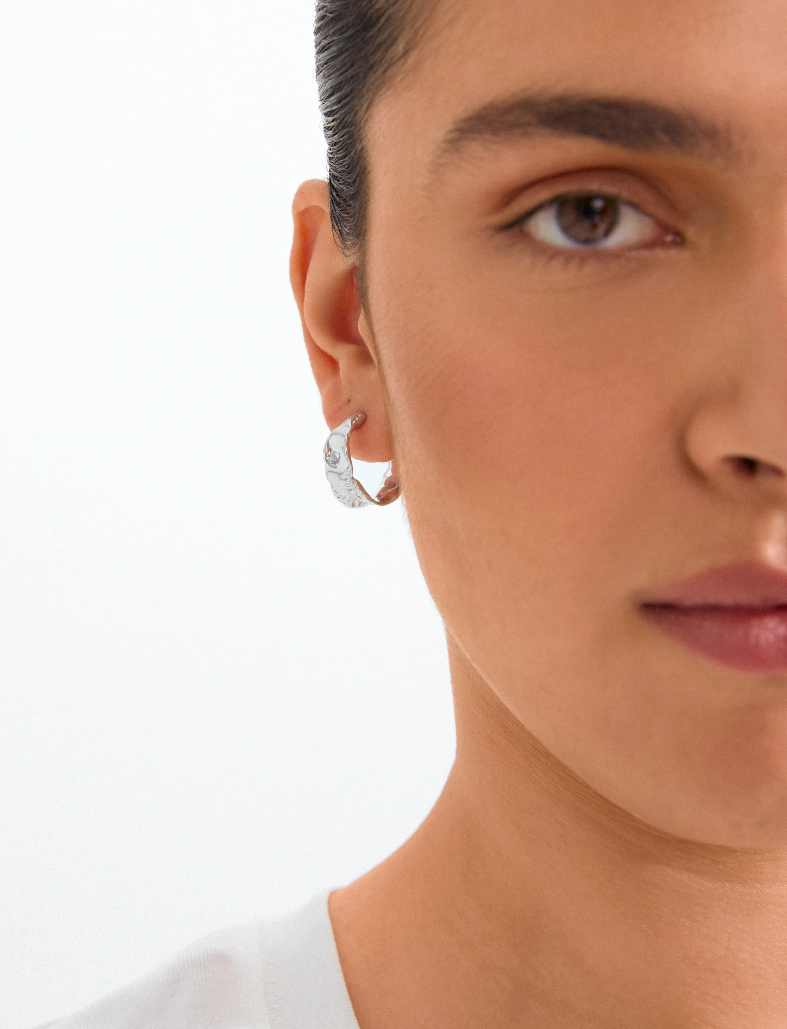 Pilgrim Elara Organic Shaped Hoop Earrings Silver-Plated, One Size, Earrings, Silber - Hoops, Frauen