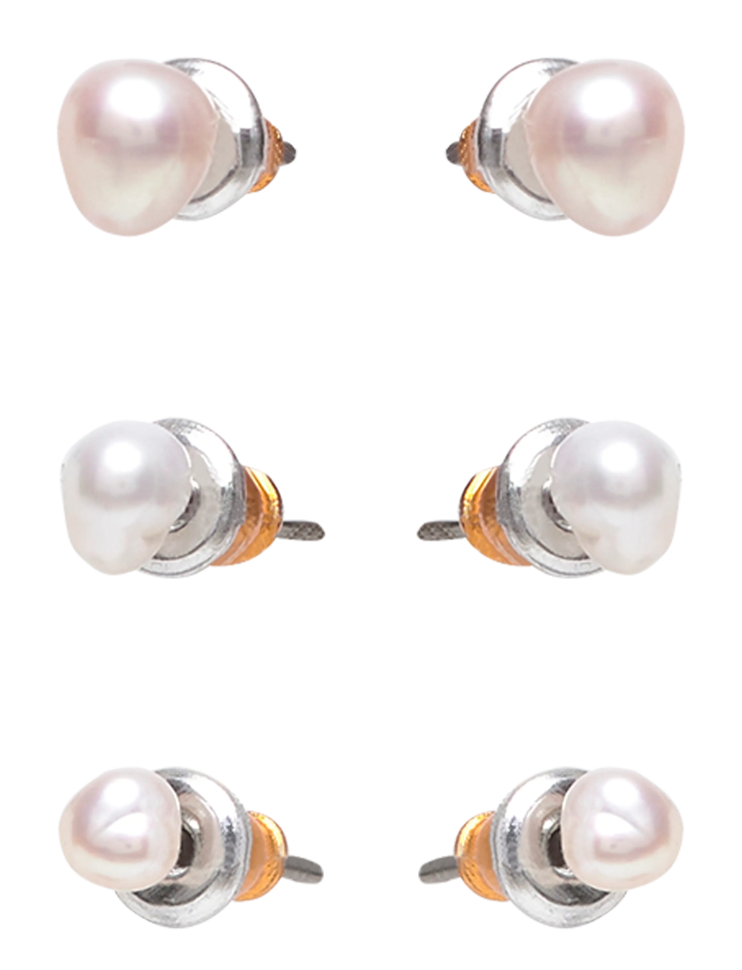 Pilgrim EDIL freshwater pearl earrings 3-in-1 set - Pilgrim - GOLD PLATED / pink/rose