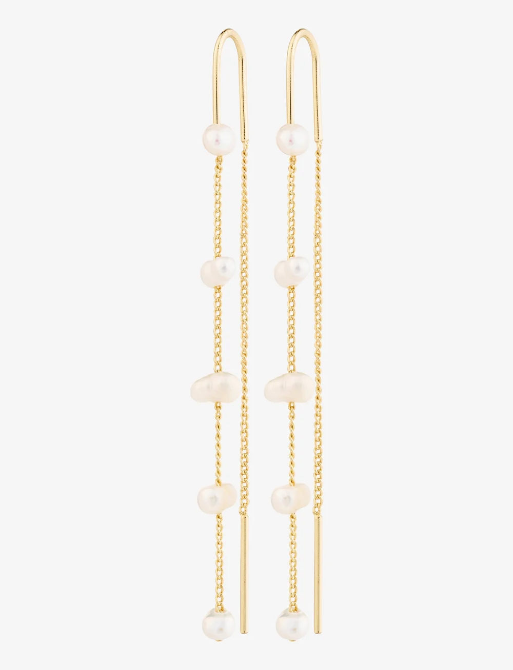 Pilgrim - ZENAIA pearl chain earrings - perleøreringe - gold plated - 1