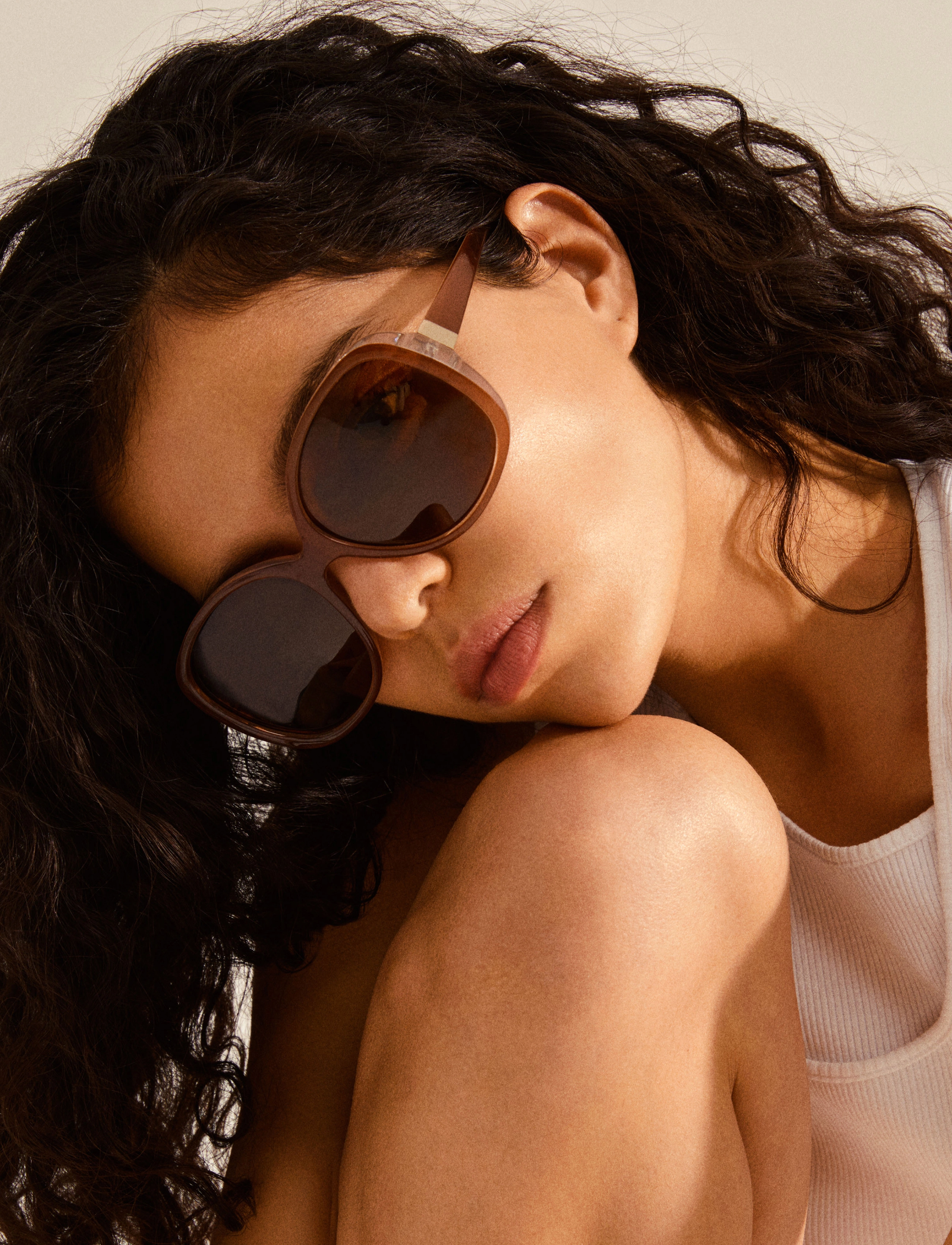 Pilgrim Parker Oversized Retro Sunglasses Light Brown, One Size, Sunglasses, Braun - D-frame- Wayfarer Frauen