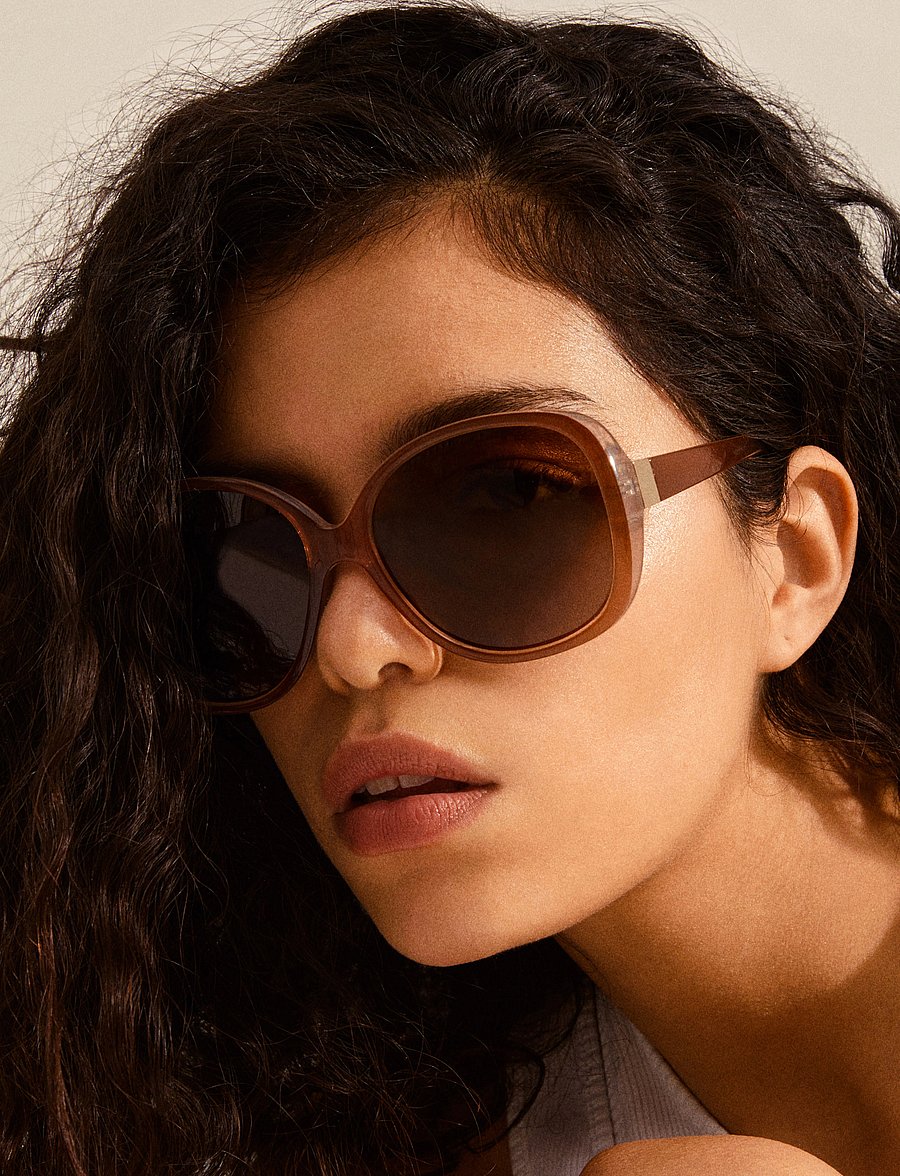 Pilgrim - PARKER oversized retro sunglasses - okulary przeciwsłoneczne motyl - brown - 3