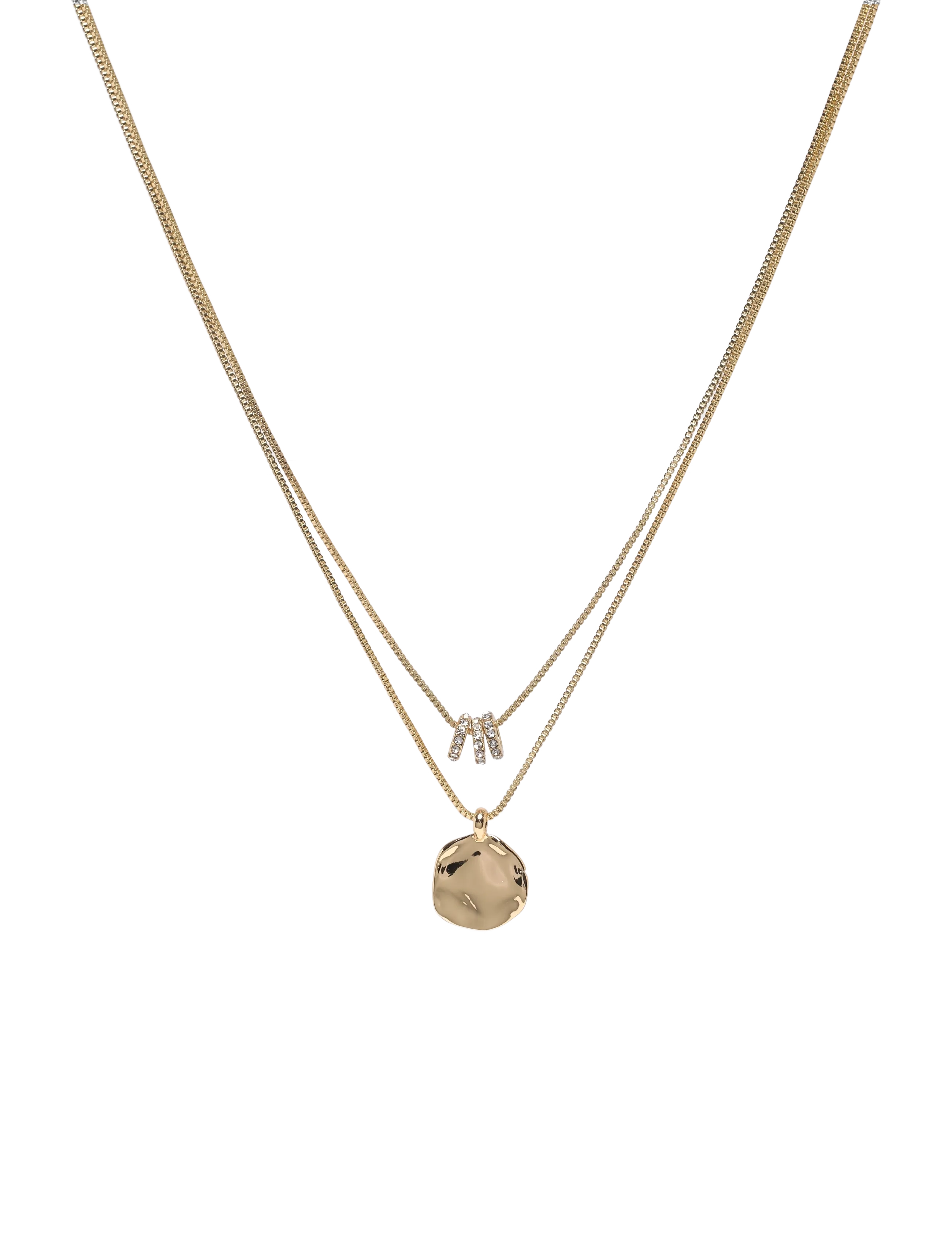 AYO necklace with coin & crystal gold-plated - GOLD PLATED