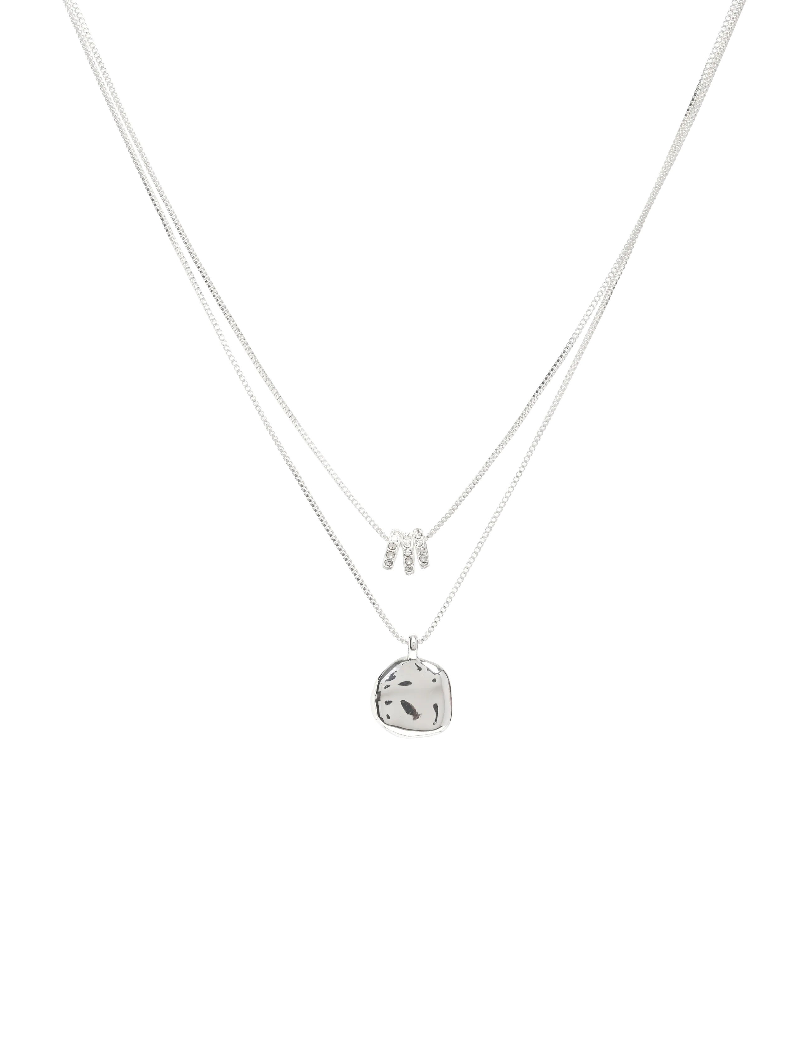 Pilgrim AYO necklace with coin & crystal silver-plated - Uus - SILVER PLATED / silver