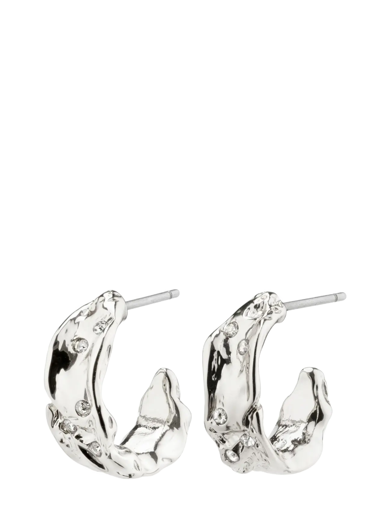 Pilgrim SOL crystal semi-hoop earrings silver-plated - Örhängen - SILVER PLATED / silver