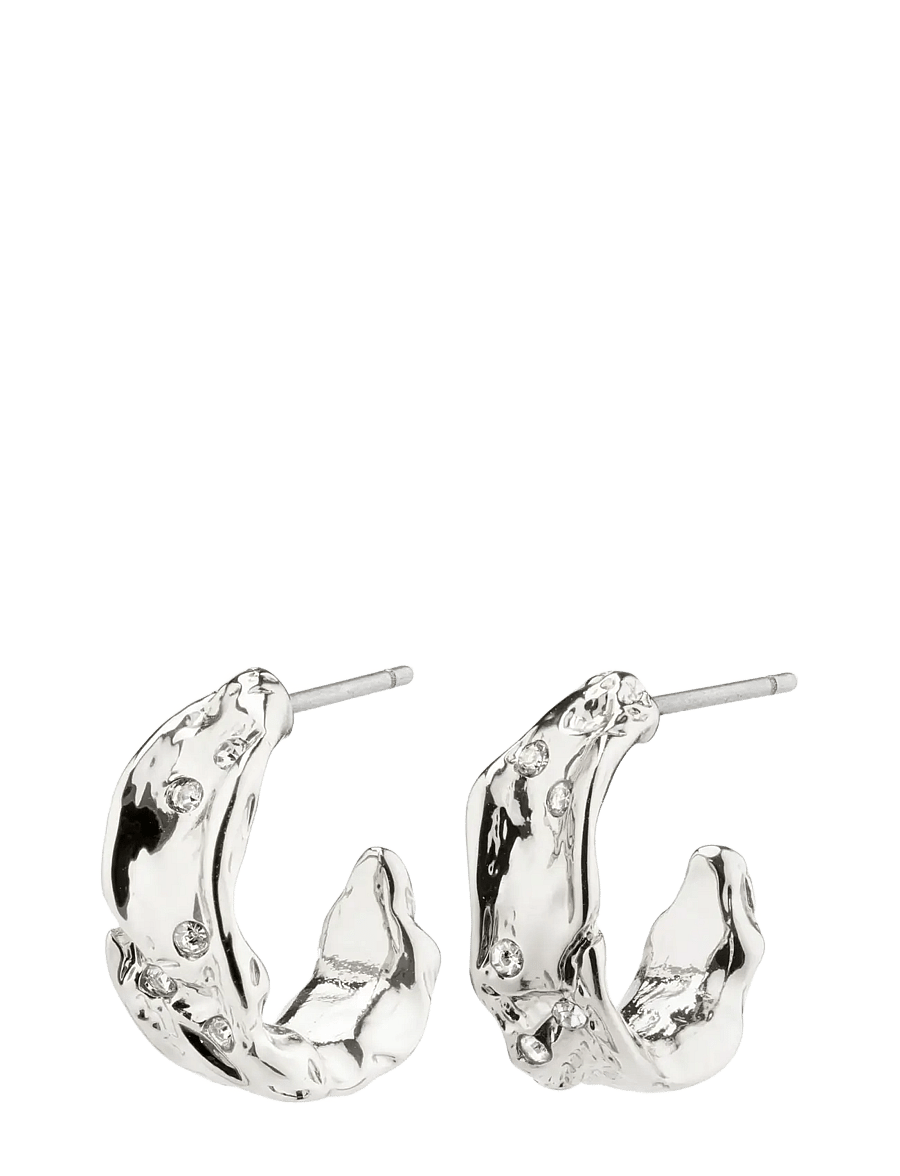 Pilgrim - SOL crystal semi-hoop earrings silver-plated - silver plated - 0
