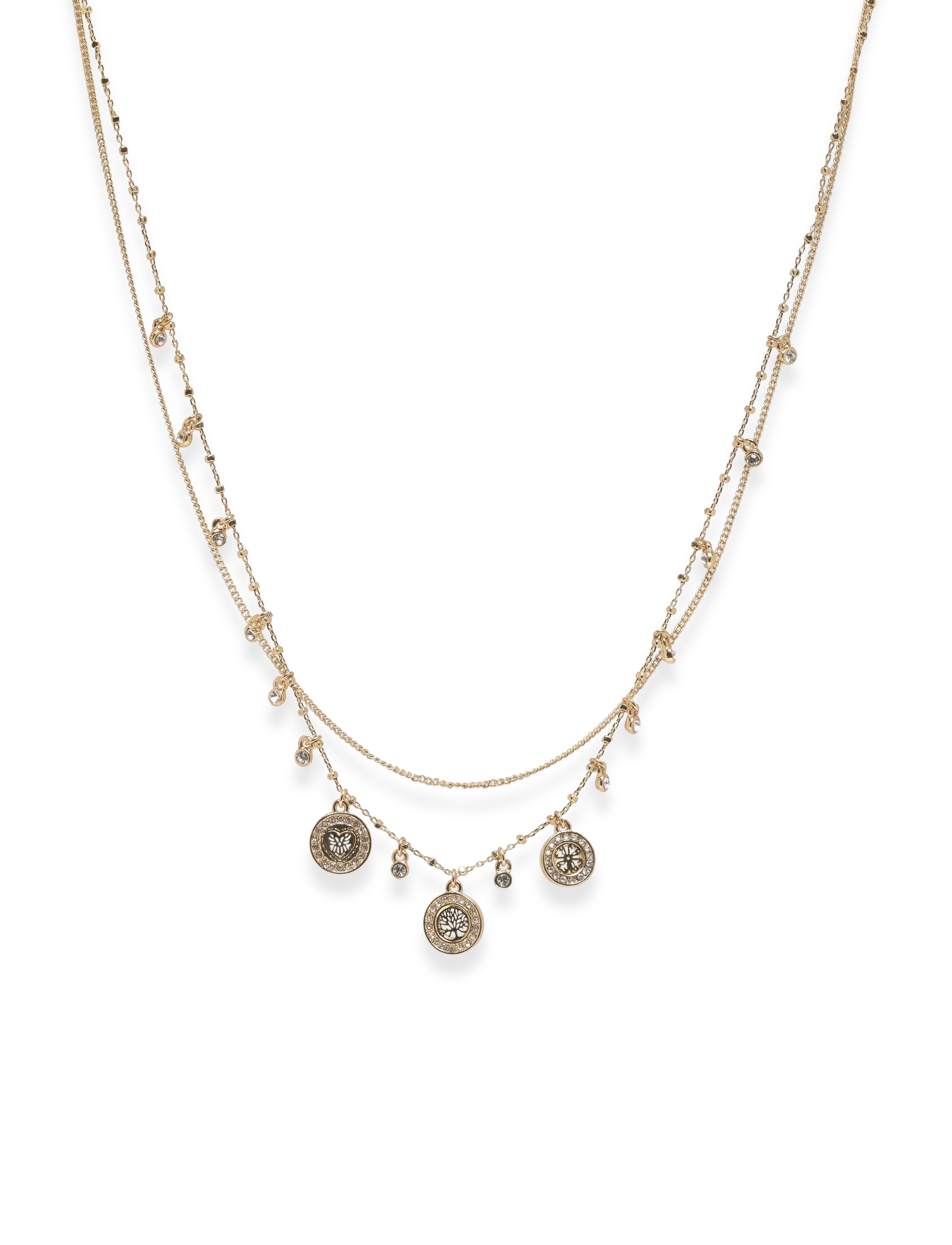 Pilgrim VERONICA coins & crystal necklace gold-plated - Officewear - GOLD PLATED / gold