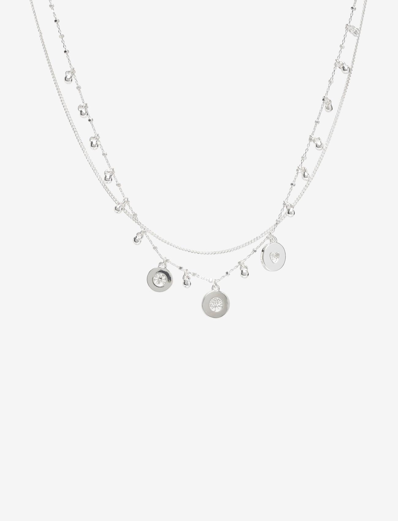 Pilgrim - VERONICA coins & crystal necklace silver-plated - statement-ketten - silver plated - 0
