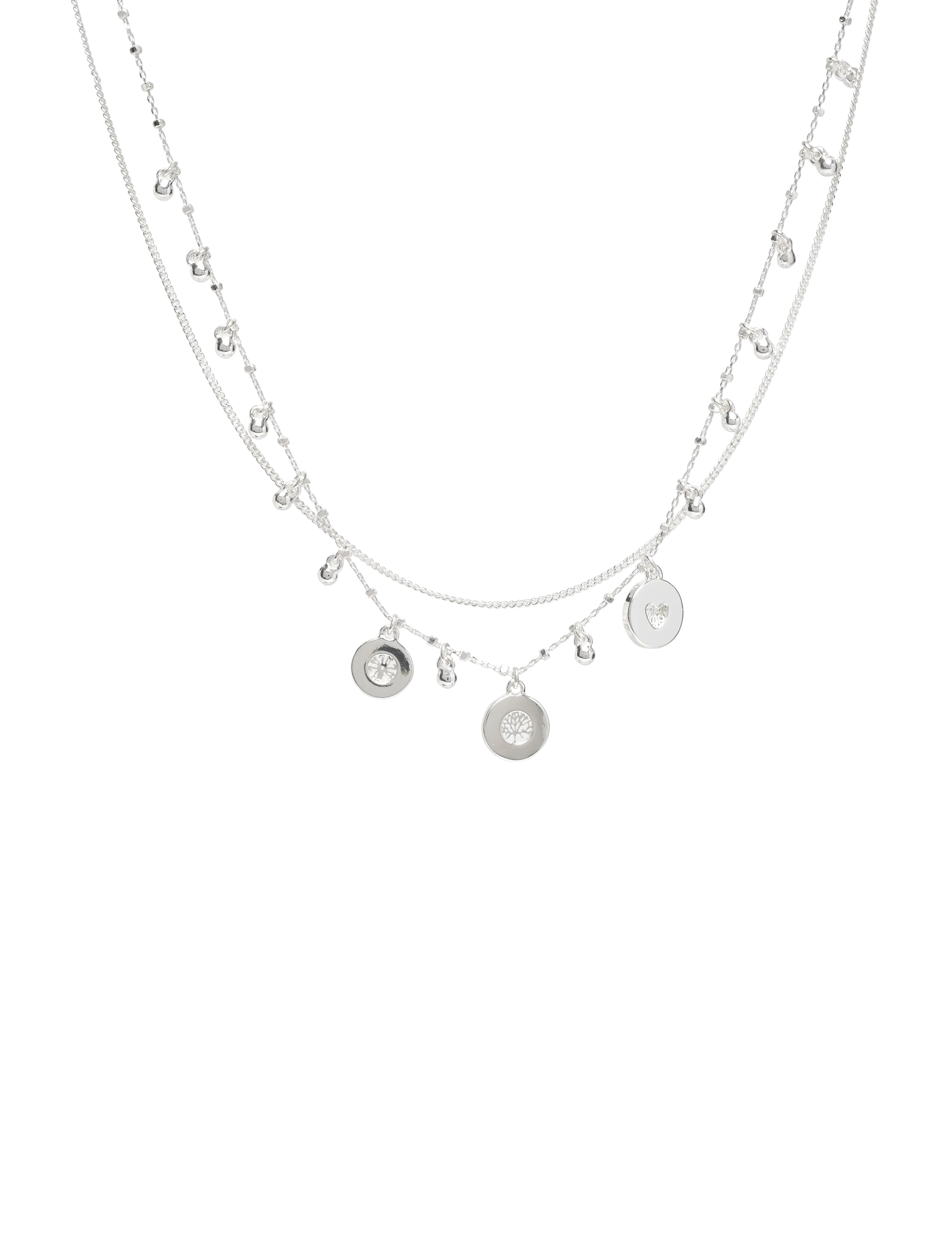 Pilgrim VERONICA coins & crystal necklace silver-plated - Pilgrim - SILVER PLATED / silver