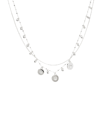 Veronica Coins & Crystal Necklace Silver-Plated - Statement-HalskæDer