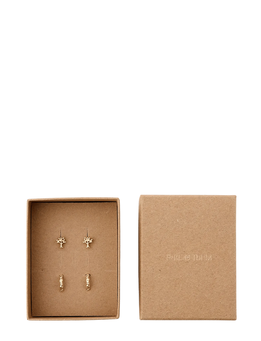 Pilgrim - PIPER gift set, earrings 2-in-1 set, gold-plated - gold plated - 1