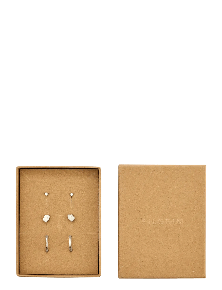 Pilgrim - HALO gift set, earrings 3-in-1 set - silver plated - 1