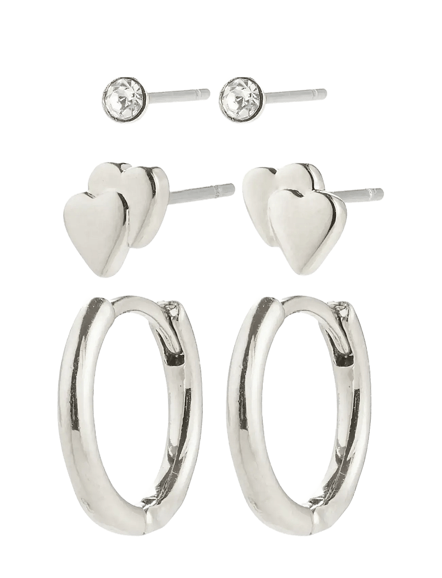 Pilgrim - HALO gift set, earrings 3-in-1 set - silver plated - 2