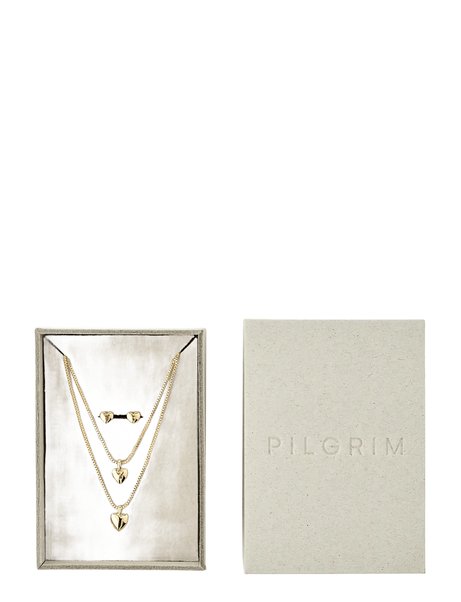 Pilgrim - PENINA gift set, necklace & earstuds, gold-plated - gold plated - 1