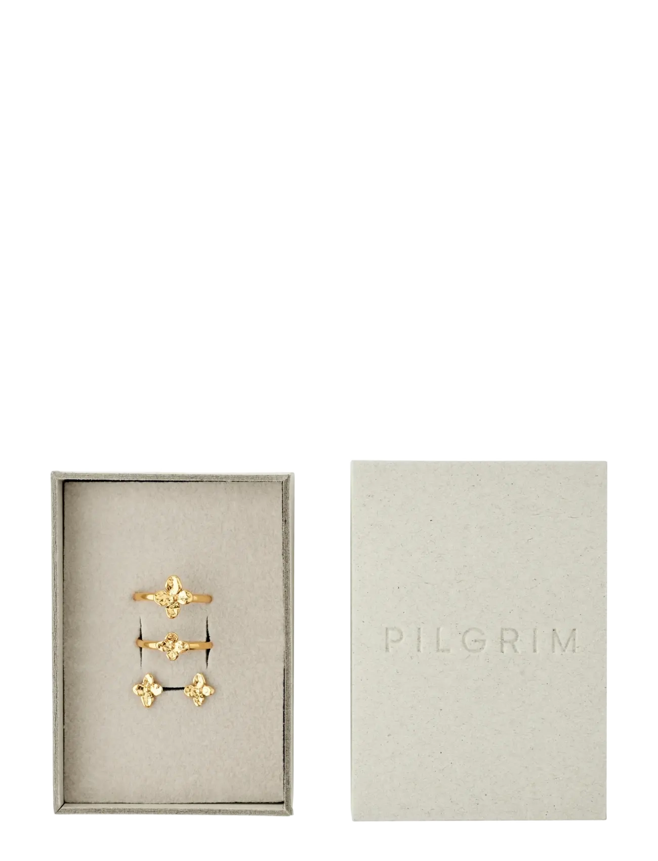Pilgrim SANINE gift set, rings & earstuds, gold-plated - Oorbellen - GOLD PLATED / gold